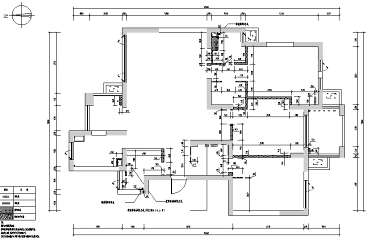 白金海岸|现代灰色简约住宅空间设计施工图（附效果图）-砌墙平面图