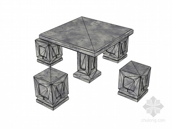 skp模型桌椅资料下载-四人桌凳
