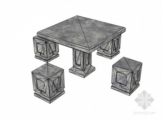景观桌凳su模型资料下载-四人桌凳