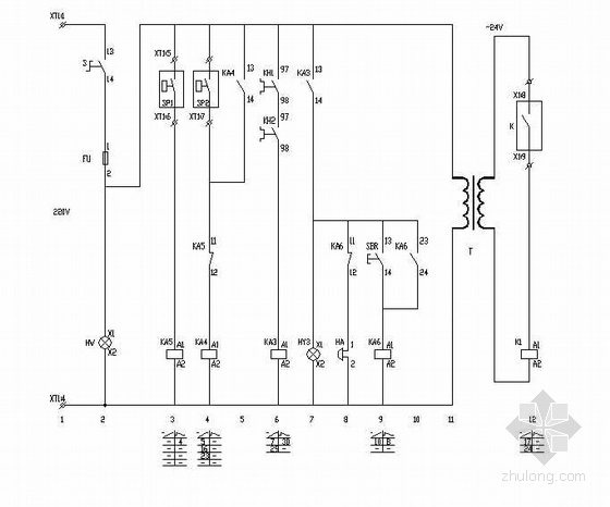 消防稳压泵设计图纸资料下载-消防稳压泵控制原理图