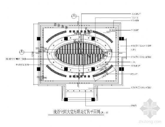 饭店大堂天花吊顶资料下载-洗浴空间大堂吊顶详图