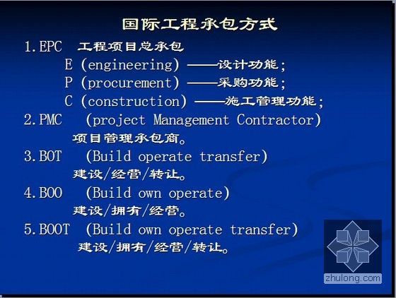 房地产建设项目总承包及设计管理培训讲解（项目经理培训 133页）-国际工程承包方式