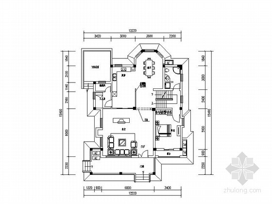 居住区户型图11层资料下载-某二层别墅户型图（276）