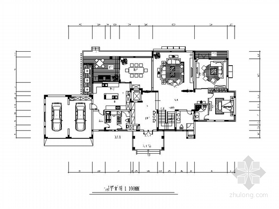 客厅中式吊顶装修效果图资料下载-[深圳]豪华三层别墅新中式风格装修图（含效果图）