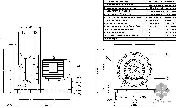 气动隔膜泵装配图资料下载-风机装配图