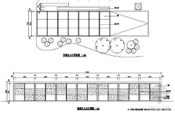 景观车库出入口详图资料下载-车库出入口平立面图