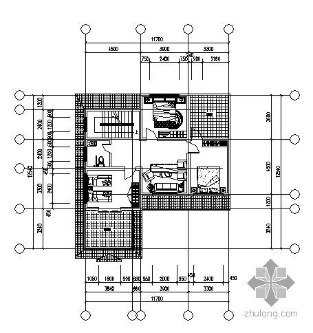 某三开间新农村别墅建筑方案图-2