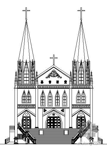 哥特式教堂建筑cad资料下载-某三层哥特式教堂建筑施工图