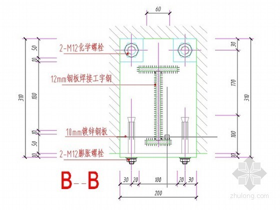 2米玻璃雨棚资料下载-玻璃雨棚施工节点图（驳接爪）