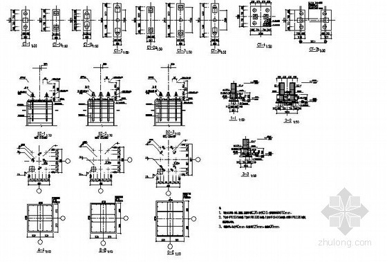 CAD承台配筋资料下载-某承台及短柱配筋节点构造详图