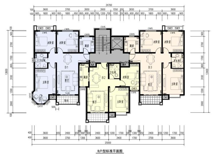 [内蒙古]现代方格构图住宅小区建筑设计方案文本（16年含CAD）-现代风格方格构图住宅小区建筑平面图