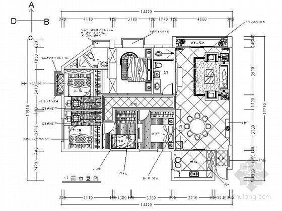 欧式新古典住宅资料下载-欧式新古典风格五居室装修施工图（含效果）