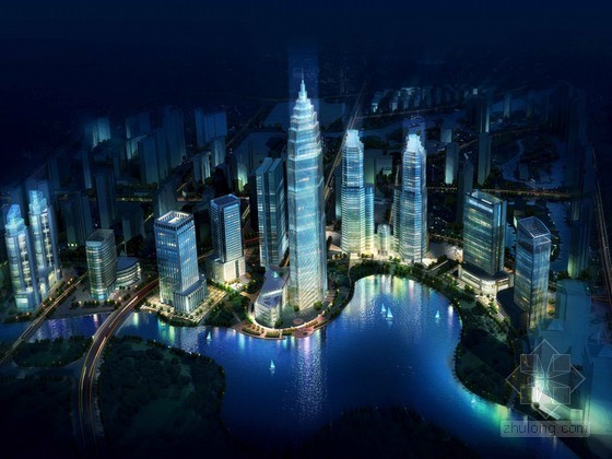 城市综合管廊3D资料下载-城市夜景鸟瞰3D模型下载