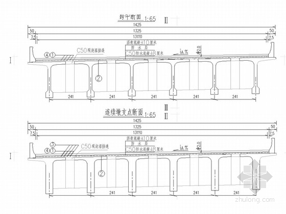 30mT梁预应力刚构连续桥施工图设计-30米T梁桥面铺装钢筋网构造图 