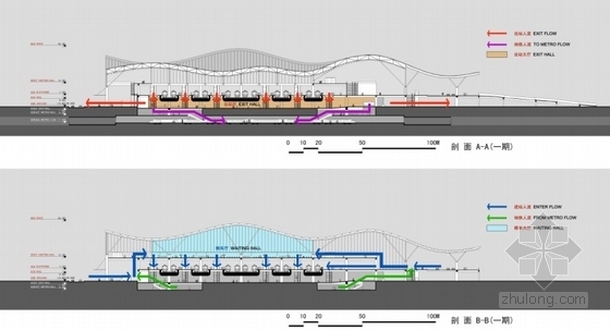 [湖南]大型枢纽站建筑设计方案文本-枢纽站剖面图