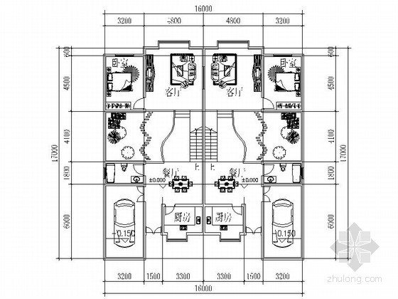 某二层双拼度假别墅建筑方案图（256平方米）- 