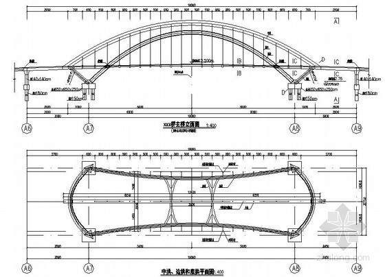 120m跨钢箱梁资料下载-中山市某提篮式系杆拱桥设计图