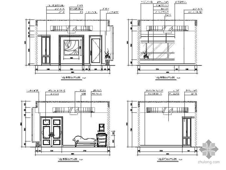 立面图和设计说明资料下载-书房立面图