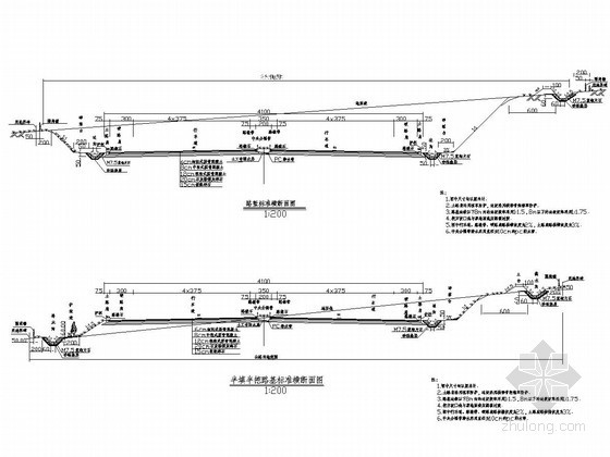 [山东]41m宽双向八车道高速公路初步设计94页附CAD图表（毕业设计）-一般路基设计图