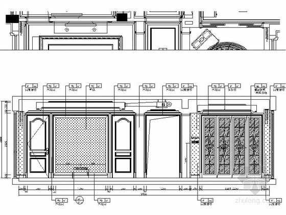 [上海]现代简欧三居室样板房E户型装修施工图立面图