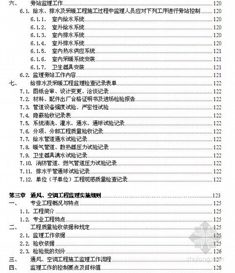 建筑水暖电及智能化安装工程监理实施细则336页（范本 甲级单位编制）-部分监理细则目录 