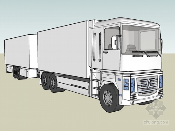 机械su模型下载资料下载-拖挂式货车SketchUp模型下载