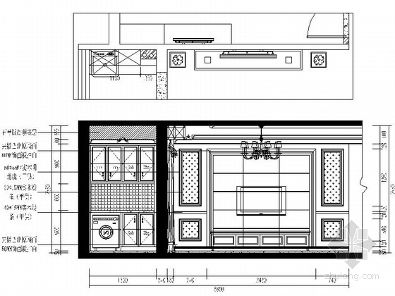 138㎡简欧风格三居室样板间CAD装修施工图（含效果）立面图 