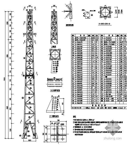 螺栓连接节点大样资料下载-10kV配网工程单回路转角塔大样图
