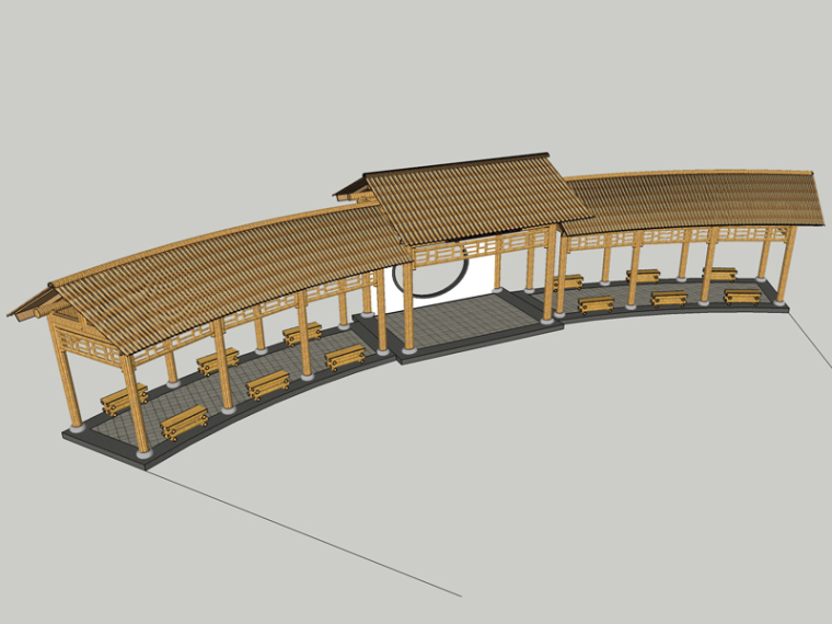 竹子廊架SketchUp模型下载-竹子廊架