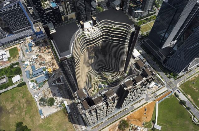 海湾住宅楼资料下载-新加坡火了！英根霍恩又一力作给建筑一颗“绿心”