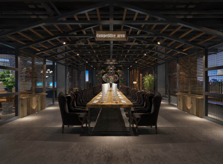 [深圳]美式风格咖啡厅网吧室内空间设计方案（含效果图+实景图）-[深圳]美式风格咖啡厅网吧室内空间设计效果图