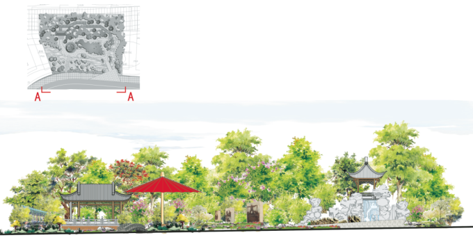 [湖北]生态酒城文化特色园博会展园设计方案（附部分CAD施工图）-景观立面图