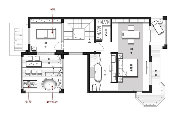 世尊家居--江苏别墅室内设计方案及意向图（23页）-三层平面布置图