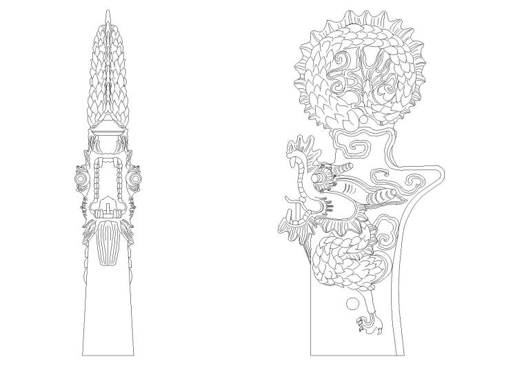 中式风格元素CAD图纸（含茶室、传统古建元素门窗、门扣、彩画）-清代古建筑常用图块