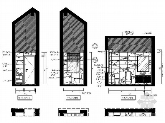 [福建]新中式风格别墅室内装修CAD施工图（含效果）卫生间立面图 