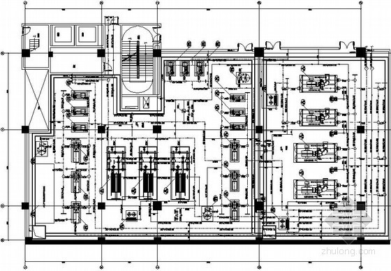 [北京]国家级会议楼暖通空调设计全套施工图(顶级院图纸大样多)-空调水泵房及冷冻机房空调水系统管路平面布置图 
