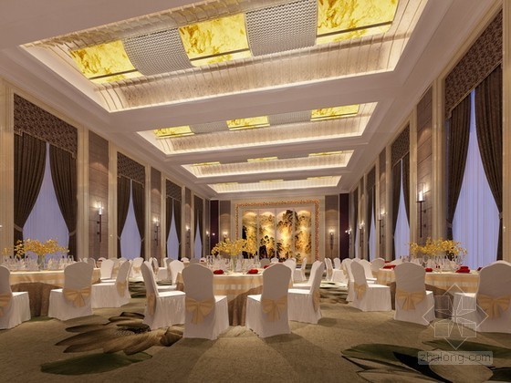 餐厅大厅3d模型资料下载-高级餐厅大厅3d模型下载