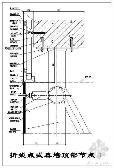 玻璃幕墙点式节点资料下载-折线和群房点式玻璃幕墙详图