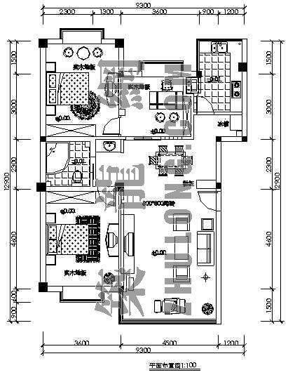 农村三室两厅图纸资料下载-紫荆公寓装饰（三室两厅）