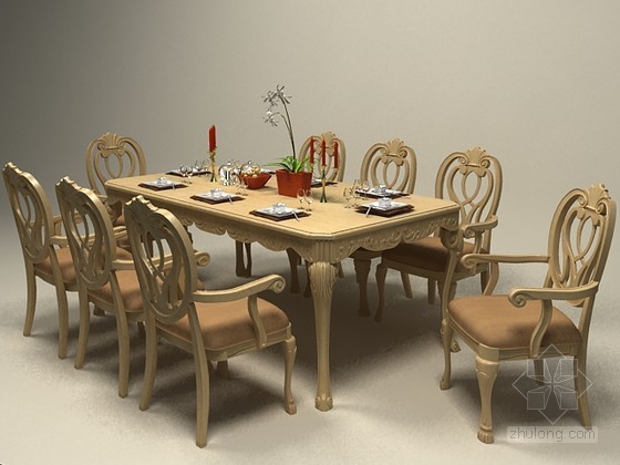 八人桌椅模型下载资料下载-八人餐桌