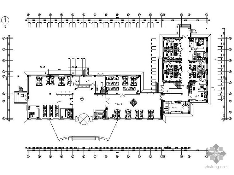 办公设计案例CAD平面图资料下载-某饲料公司办公楼设计平面图