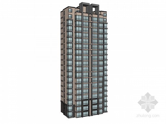 杭州高层住宅模型资料下载-高层住宅建筑sketchup模型下载