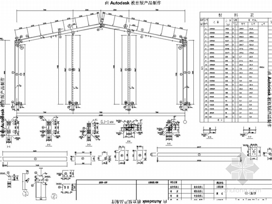 [呼伦贝尔]一层排架结构及钢结构体育馆结构图（含建筑图）-GJ-1施工图
