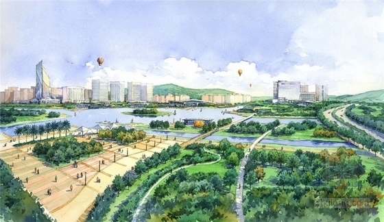 [福建]国际化生态宜居滨海新城城市规划设计方案-鸟瞰效果图