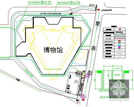 [湖北]框剪结构博物馆施工组织设计（附图 446页）-博物馆临时排水平面布置图