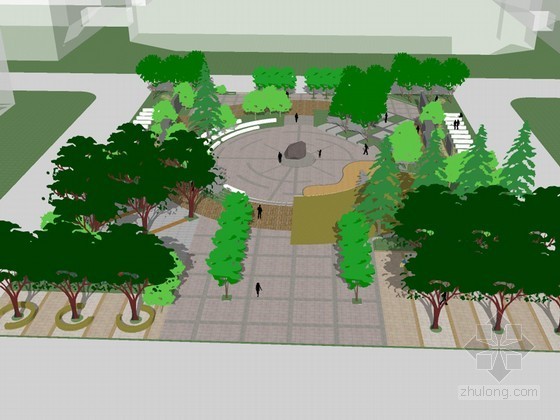 景观绿植模型资料下载-绿植广场SketchUp模型下载