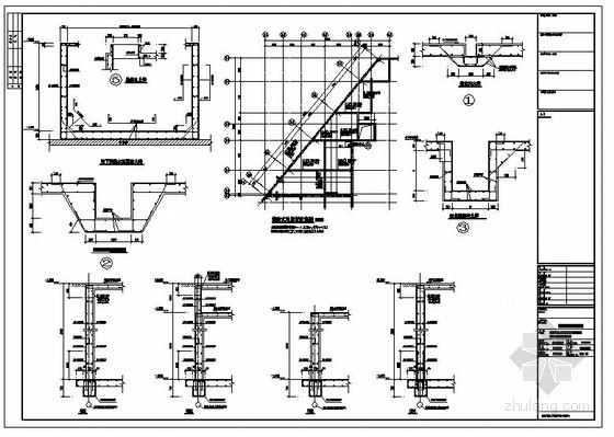 景观水池配筋图资料下载-某地下室外墙,消防水池墙及集水井节点配筋图