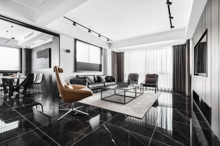 现代黑色沙发资料下载-120m²现代家居空间