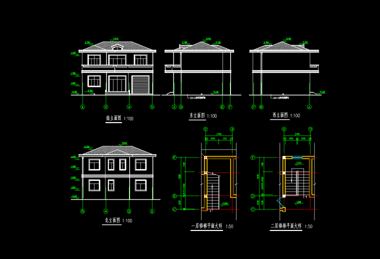 一套别墅建筑施工图资料下载-5套别墅建筑结构施工图