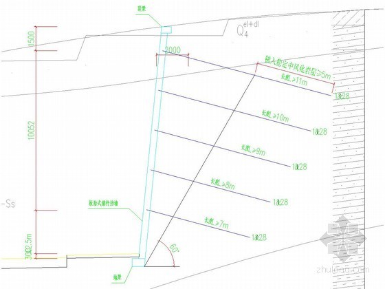 边坡挡墙ppt资料下载-边坡板肋式锚杆挡墙支护详图